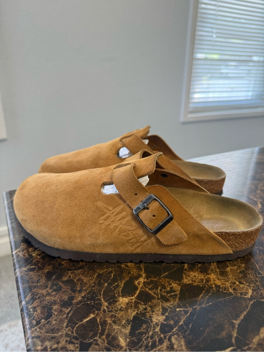 Stussy x Birkenstock Boston Caramel' 40 Women 9 Men 7
